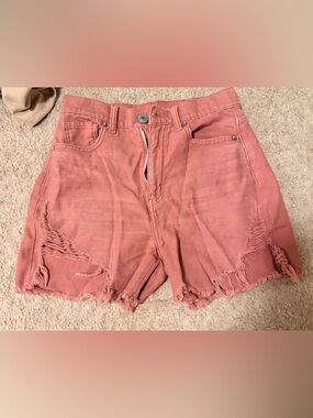 American Eagle Outfitters Rose Pink Distressed Cotton Shorts